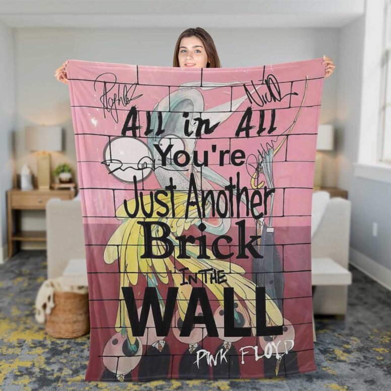 Pink Floyd Fleece Blanket - You Are Just Another Brick In The Wall Signature Premium Pink Floyd Fleece Blanket - You Are Just Another Brick In The Wall Signature Premium