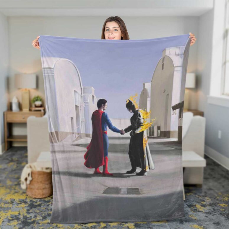 Pink Floyd Fleece Blanket - Superman vs Batman Wish You Were Here Premium Pink Floyd Fleece Blanket - Superman vs Batman Wish You Were Here Premium
