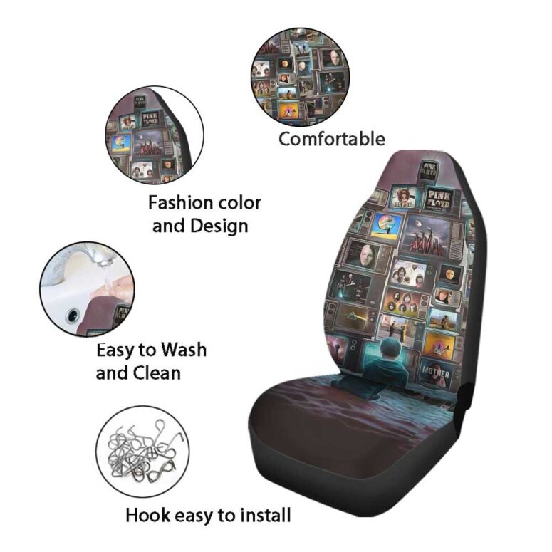 Pink Floyd Car Seat Cover Airbag Compatible - Boy Watching Pink Floyd Show Pink Floyd Car Seat Cover Airbag Compatible - Boy Watching Pink Floyd Show