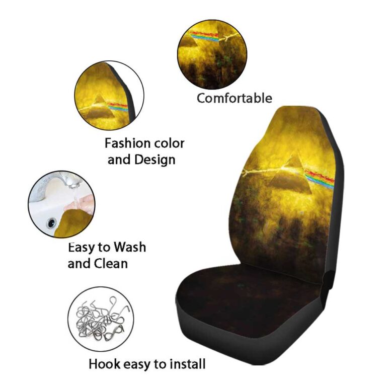 Pink Floyd Car Seat Cover Airbag Compatible - Golden Dark Side Of The Moon