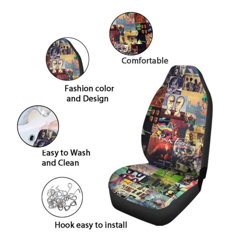 Pink Floyd Car Seat Cover Airbag Compatible - Albums Collage Pink Floyd Car Seat Cover Airbag Compatible - Albums Collage