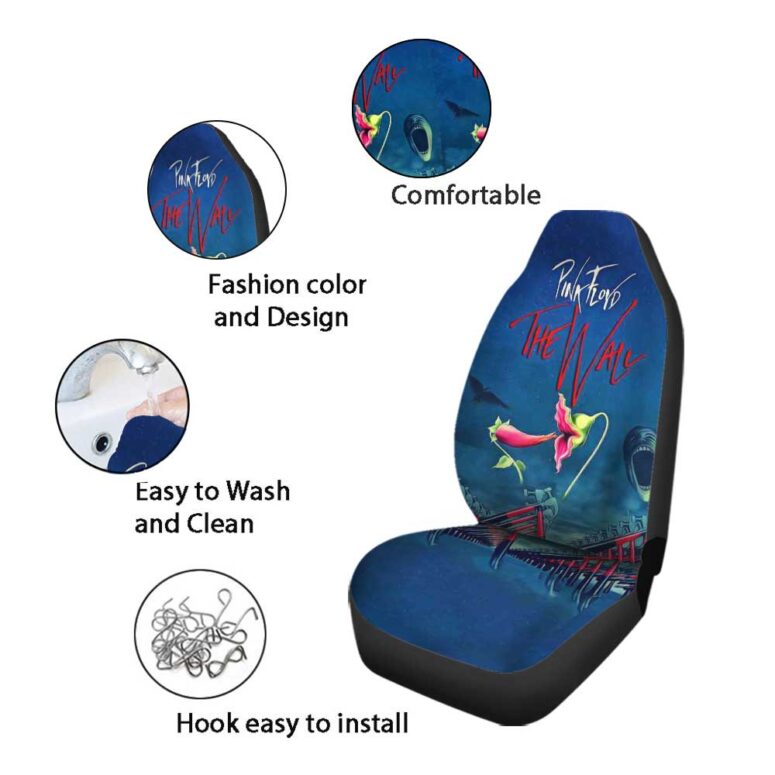 Pink Floyd Seat Cover Airbag Compatible - The Wall Hammer Flower Screaming Face Car