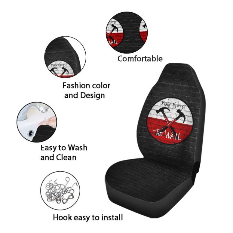 Pink Floyd Car Seat Cover Airbag Compatible - The Wall Emblem on Brick Background