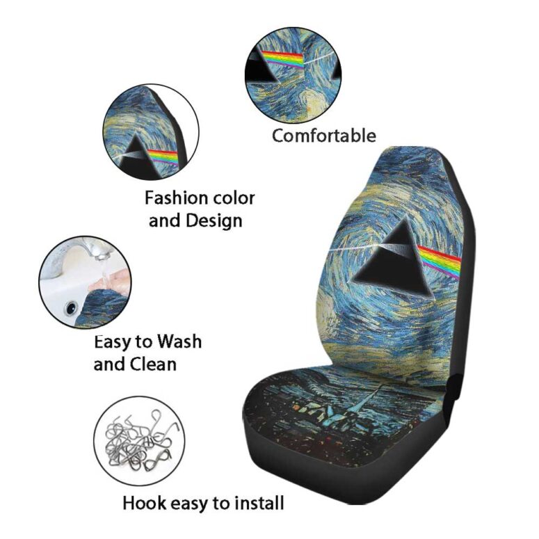 Pink Floyd Car Seat Cover Airbag Compatible - Starry Night Dark Side Of The Moon Van Gogh