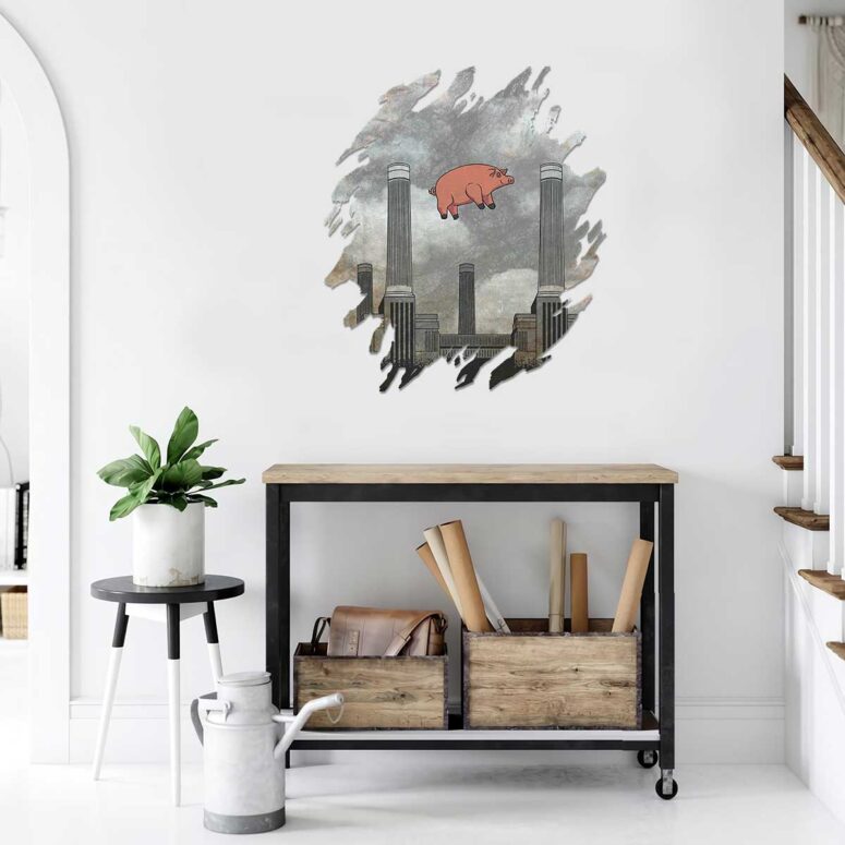 Vintage Pink Floyd Pig at Battersea Digital Art Metal Sign