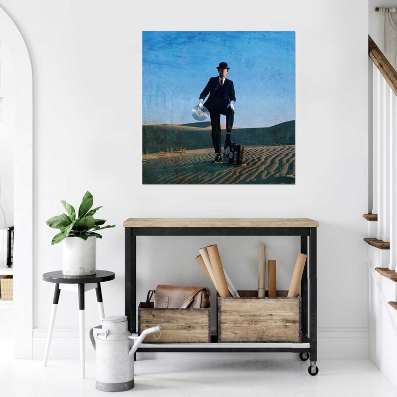 Vintage Wish You Were Here Desert Man in Bowler Pink Floyd Metal Sign