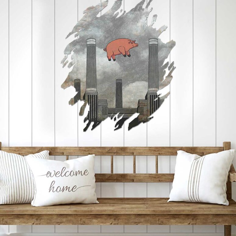 Vintage Pink Floyd Pig at Battersea Digital Art Metal Sign