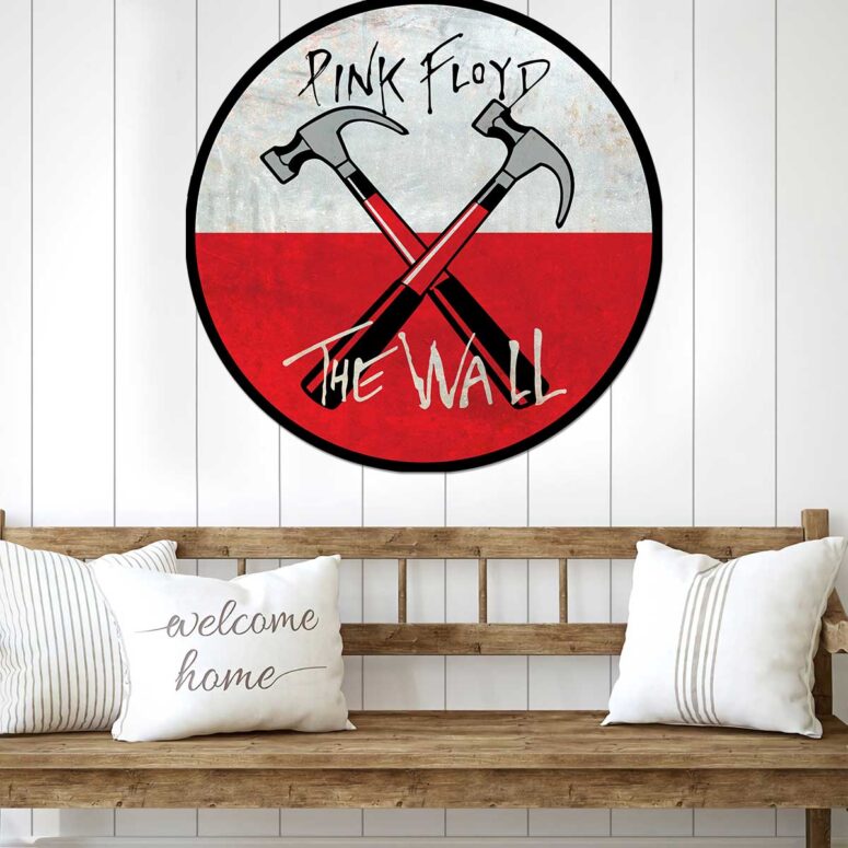 Vintage Pink Floyd The Wall Logo Metal Sign