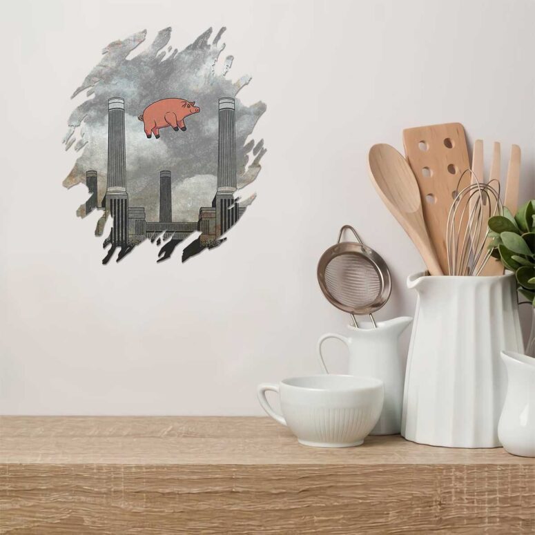 Vintage Pink Floyd Pig at Battersea Digital Art Metal Sign