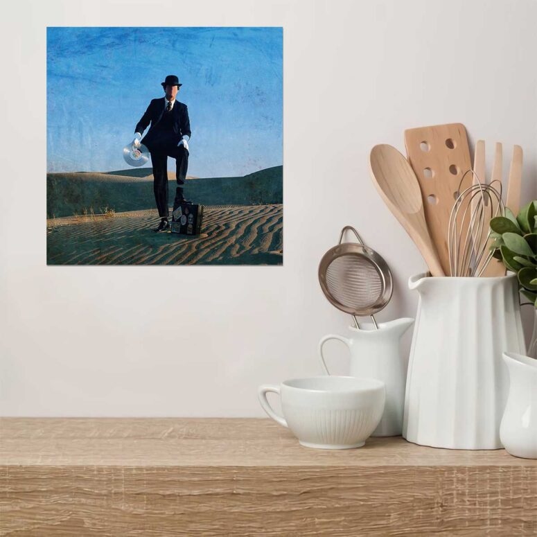 Vintage Wish You Were Here Desert Man in Bowler Pink Floyd Metal Sign