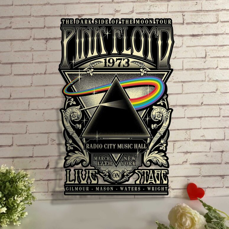 Dark Side of The Moon Tour 1973 Radio City Music Hall Concert New York Pink Floyd Metal Sign Dark Side of The Moon Tour 1973 Radio City Music Hall Concert New York Pink Floyd Metal Sign