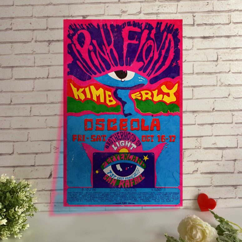 Vintage Kimberly Osceola Pepperland San Rafael Pink Floyd Metal Sign Vintage Kimberly Osceola Pepperland San Rafael Pink Floyd Metal Sign
