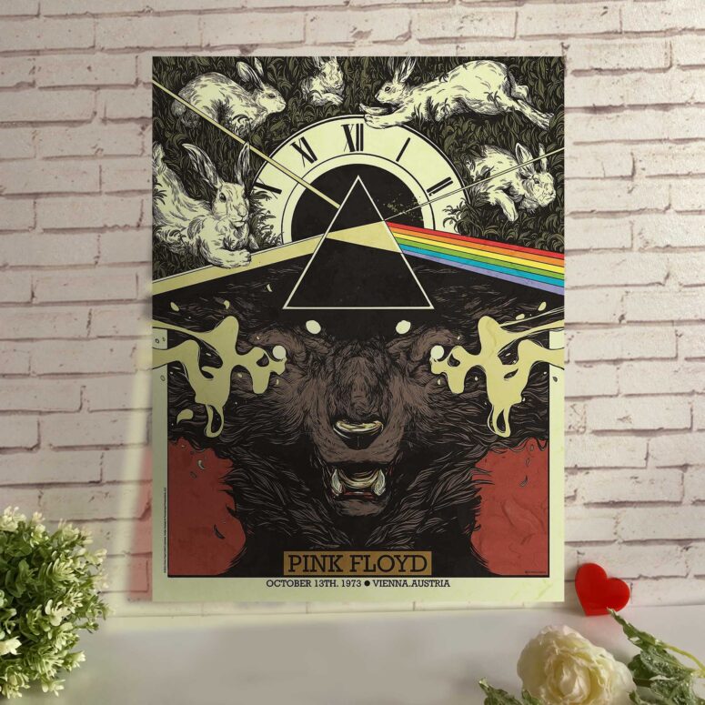 Vintage Pink Floyd October 13 1973 Vienna, Austria Metal Sign Vintage Pink Floyd October 13 1973 Vienna, Austria Metal Sign