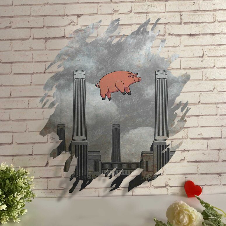 Vintage Pink Floyd Pig at Battersea Digital Art Metal Sign