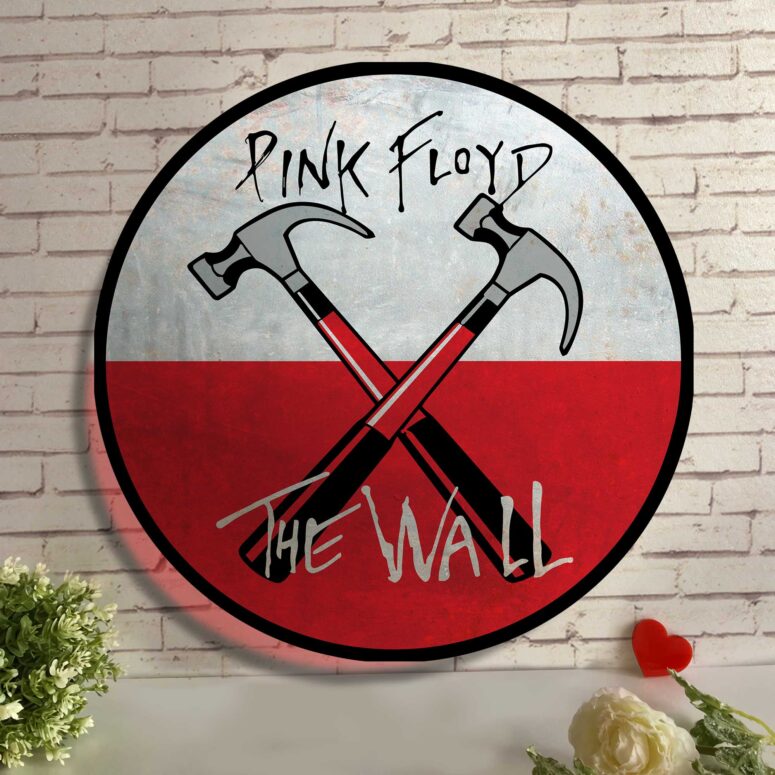 Vintage Pink Floyd The Wall Logo Metal Sign