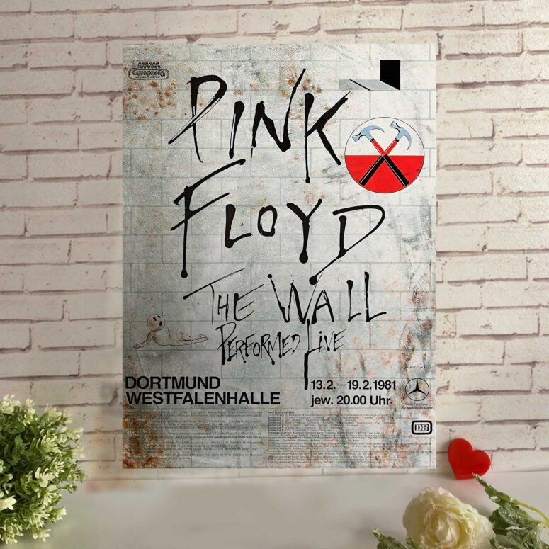 Vintage The Wall Original Vintage Tour Pink Floyd Poster for Dortmund Germany 1981 Metal Sign