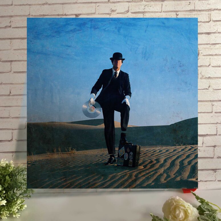 Vintage Wish You Were Here Desert Man in Bowler Pink Floyd Metal Sign