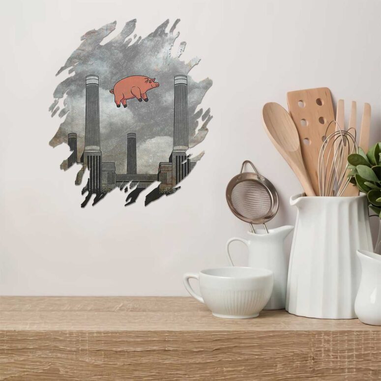 Vintage Pink Floyd Pig at Battersea Digital Art Metal Sign