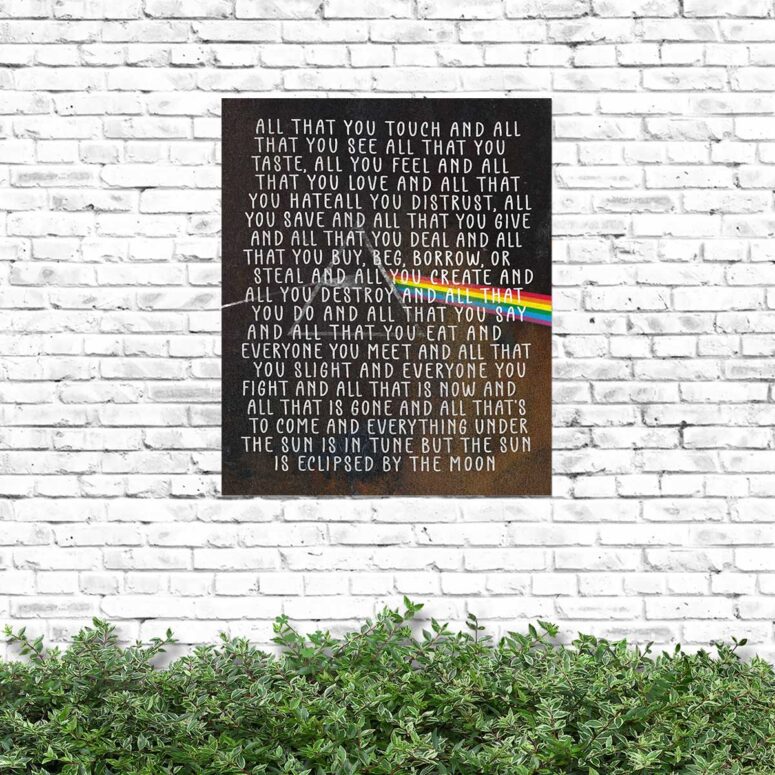 Vintage All that you touch and all that you see Eclipse Lyrics Pink Floyd Metal Sign