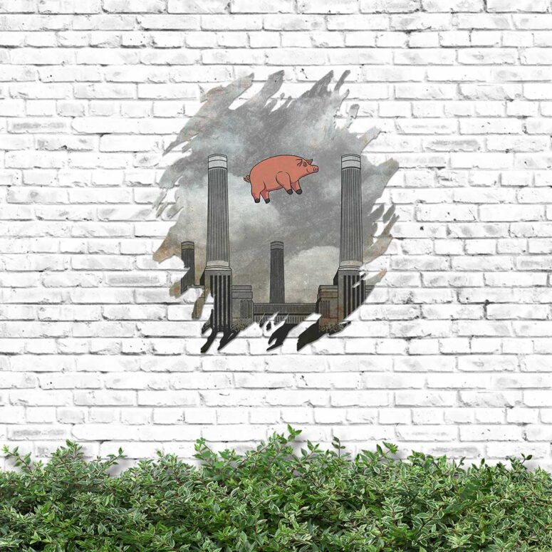 Vintage Pink Floyd Pig at Battersea Digital Art Metal Sign