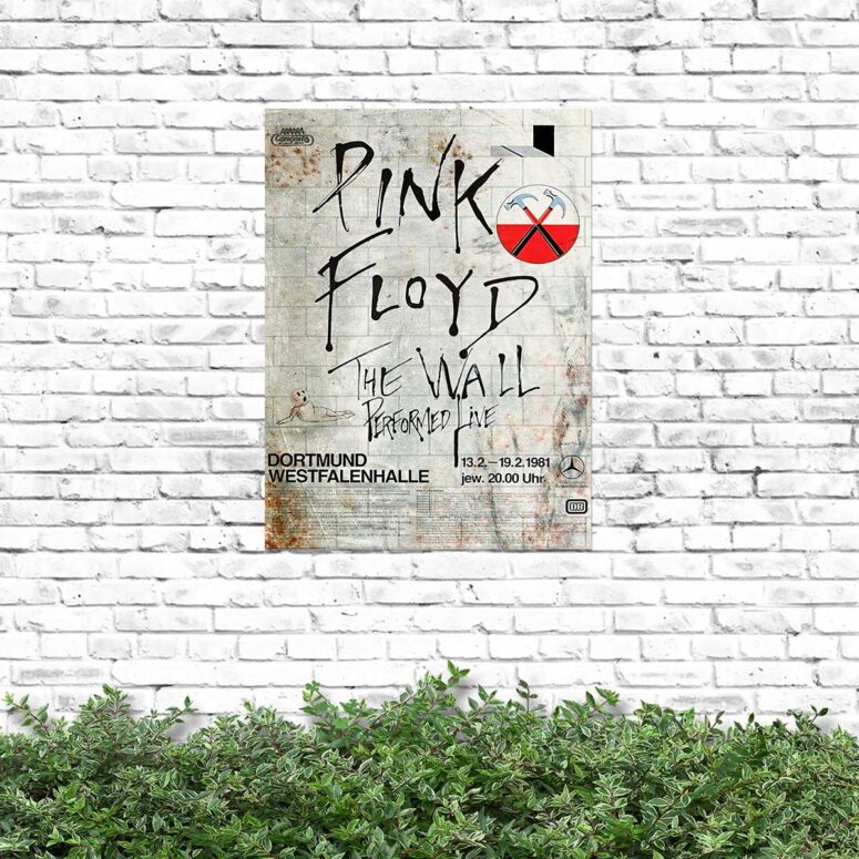 Vintage The Wall Original Vintage Tour Pink Floyd Poster for Dortmund Germany 1981 Metal Sign