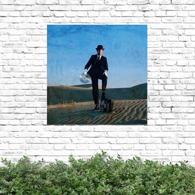 Vintage Wish You Were Here Desert Man in Bowler Pink Floyd Metal Sign