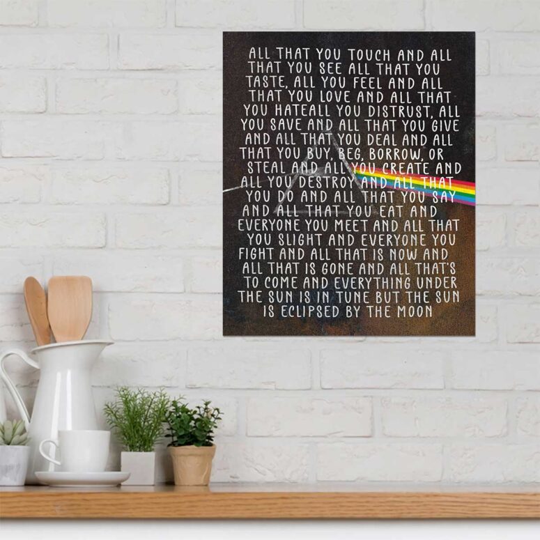 Vintage All that you touch and all that you see Eclipse Lyrics Pink Floyd Metal Sign