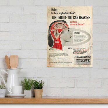 Vintage Hello Is There Anybody In There Pink Floyd Metal Sign
