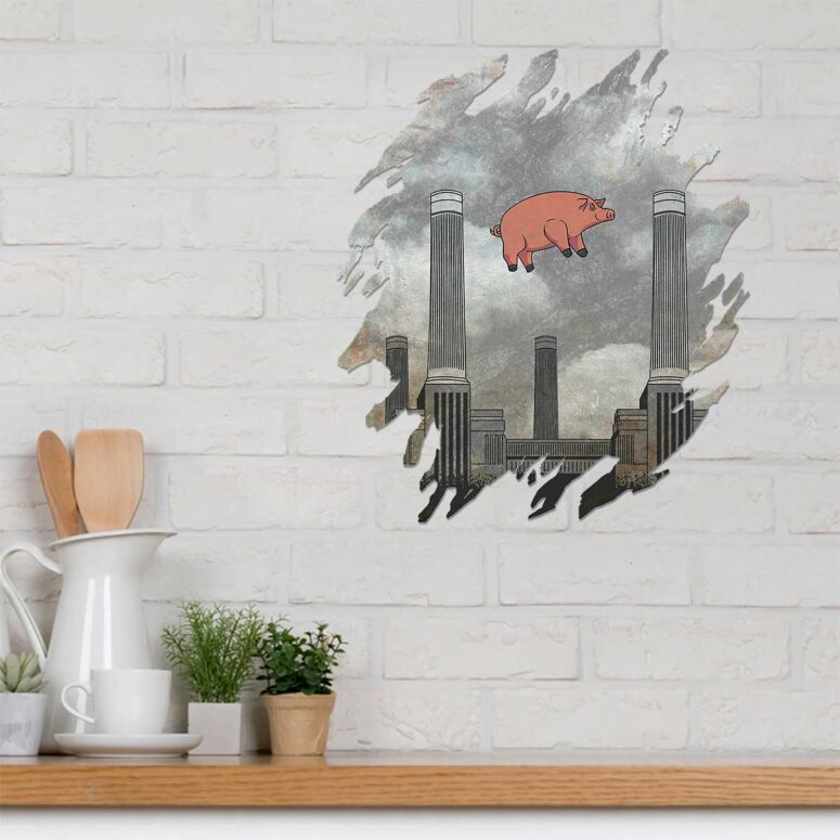 Vintage Pink Floyd Pig at Battersea Digital Art Metal Sign