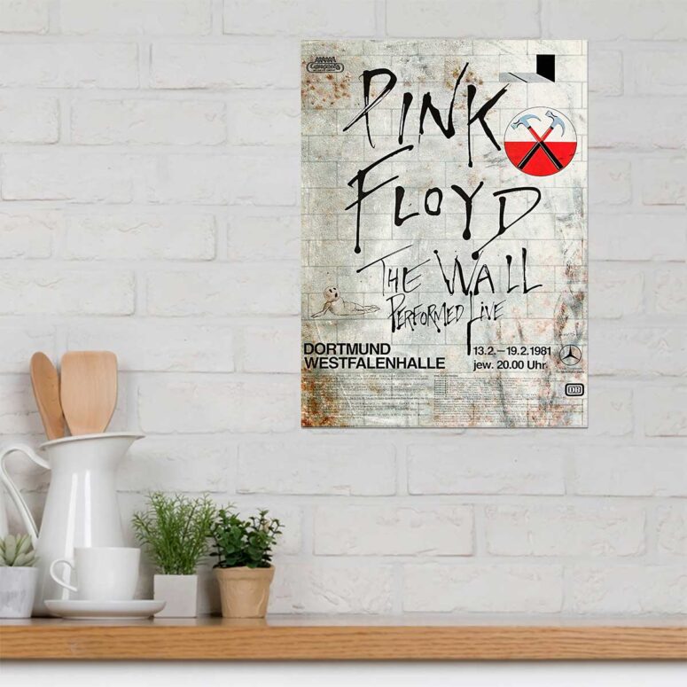 Vintage The Wall Original Vintage Tour Pink Floyd Poster for Dortmund Germany 1981 Metal Sign