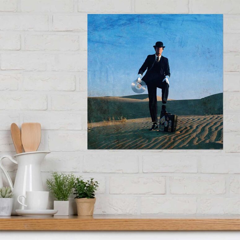 Vintage Wish You Were Here Desert Man in Bowler Pink Floyd Metal Sign