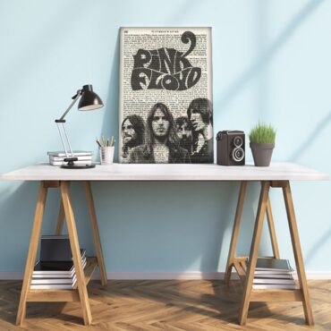 PINK FLOYD Art Print on 1850 Antique Book Page Canvas