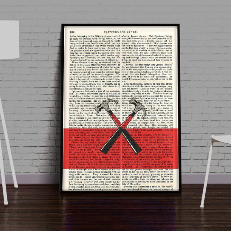 PINK FLOYD Hammers The Wall Art Print on 1850 Antique Book Page Canvas