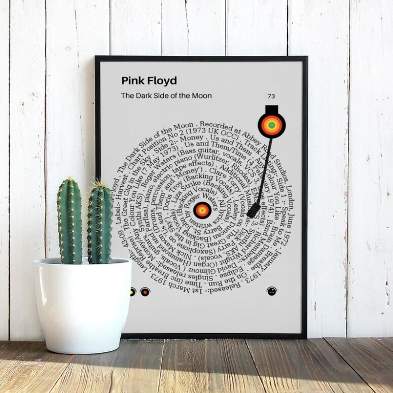 Dark Side Of The Moon Turntables Vinyl Lyric Canvas