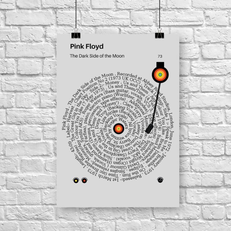 Dark Side Of The Moon Turntables Vinyl Lyric Canvas
