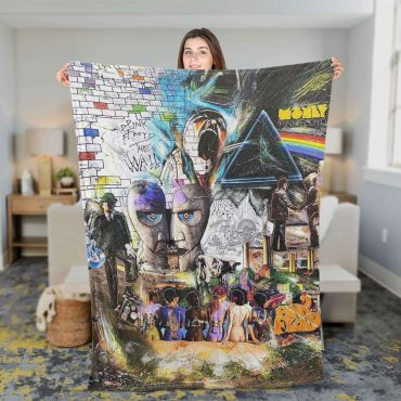 Pink Floyd Fleece Blanket - Pink Floyd Psychedelic Rock Album Cover Premium