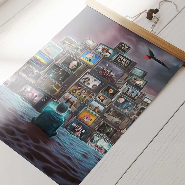 Pink Floyd Poster - Boy Watching Pink Floyd Show Pink Floyd Poster - Boy Watching Pink Floyd Show