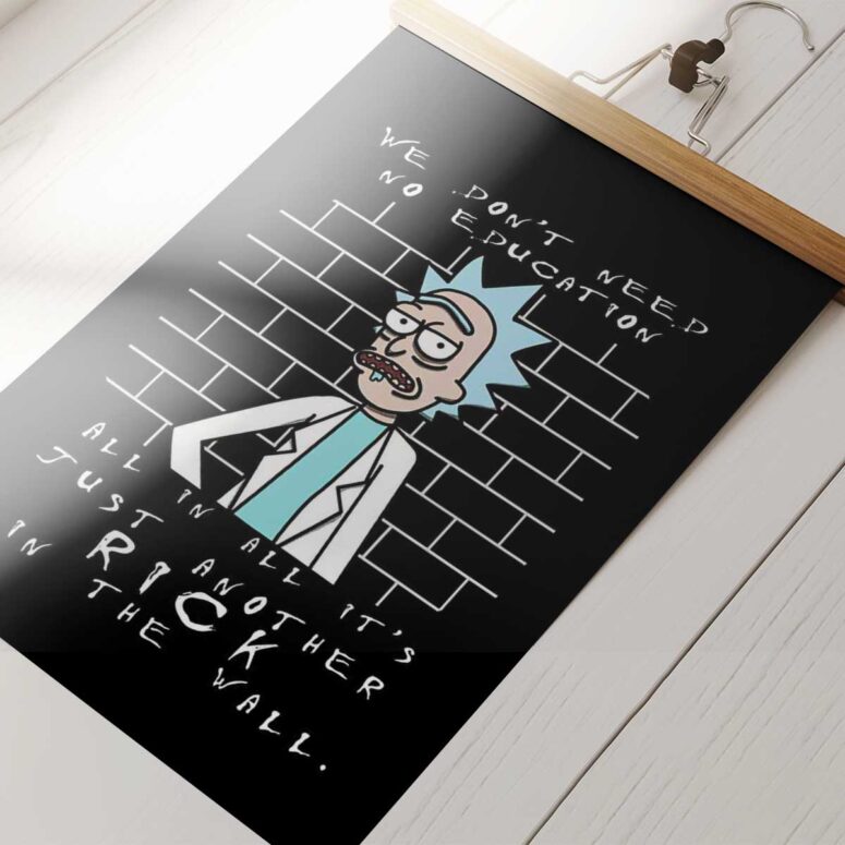 Pink Floyd Poster - Just another Rick in the wall Rick And Morty Pink Floyd Poster - Just another Rick in the wall Rick And Morty
