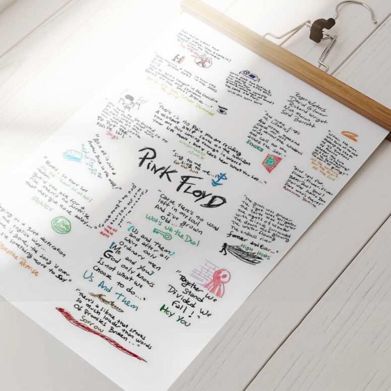 Us and Them Money WYWH Echoes Time doodle Lyrics Poster Us and Them Money WYWH Echoes Time doodle Lyrics Poster