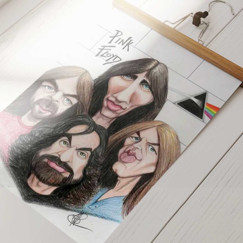 Pink Floyd Poster - Member Pencil Draw