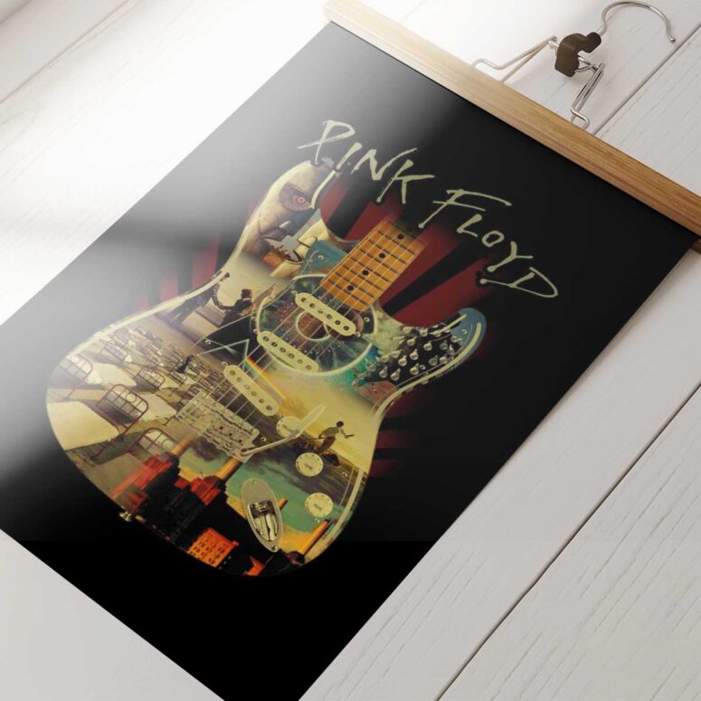 Pink Floyd Poster - Pink Floyd and Guitar Art Pink Floyd Poster - Pink Floyd and Guitar Art