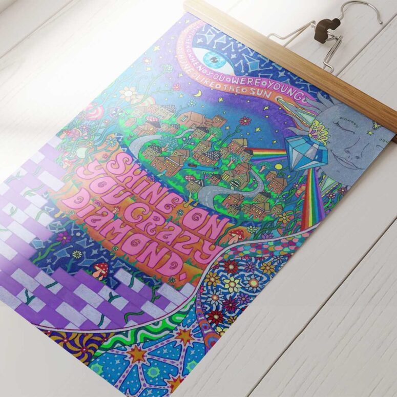 Pink Floyd Poster - Shine On You Crazy Diamond Inspired Pink Floyd Poster - Shine On You Crazy Diamond Inspired