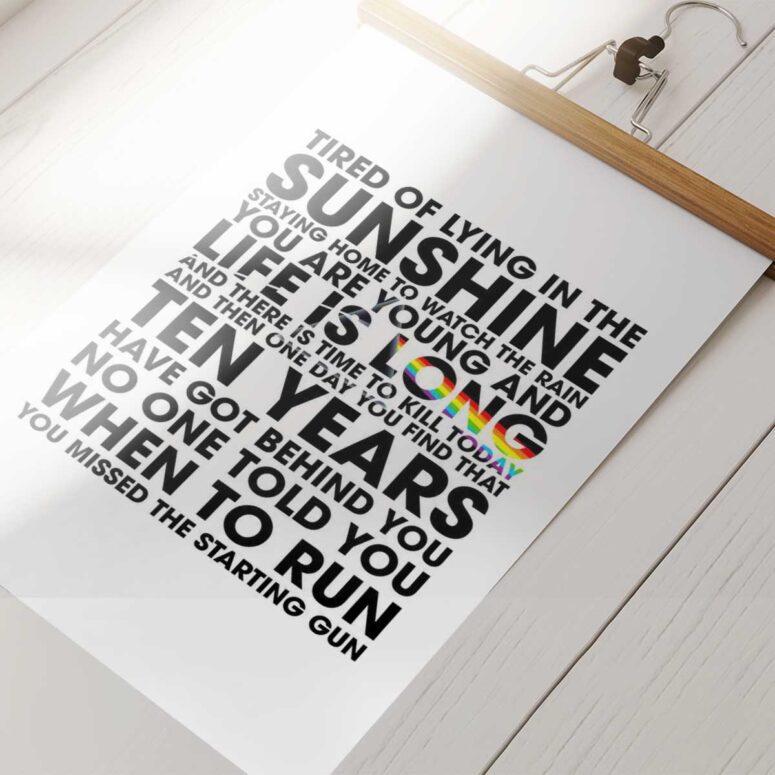 Pink Floyd Poster - Time Lyrics Tired of lying in the sunshine staying home to watch the rain Pink Floyd Poster - Time Lyrics Tired of lying in the sunshine staying home to watch the rain