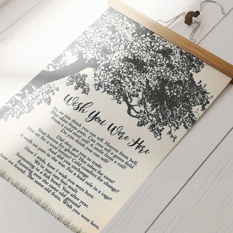 Pink Floyd Poster - Wish You Were Here Lyric Vintage Tree