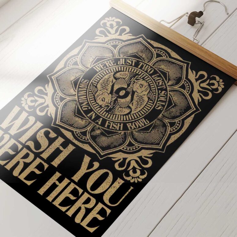 Pink Floyd Poster - Wish You Were Here Were just two lost souls Swimming in a fish bowl Pink Floyd Poster - Wish You Were Here Were just two lost souls Swimming in a fish bowl