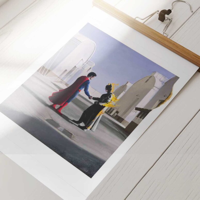 Pink Floyd Poster - Superman vs Batman Wish You Were Here Pink Floyd Poster - Superman vs Batman Wish You Were Here