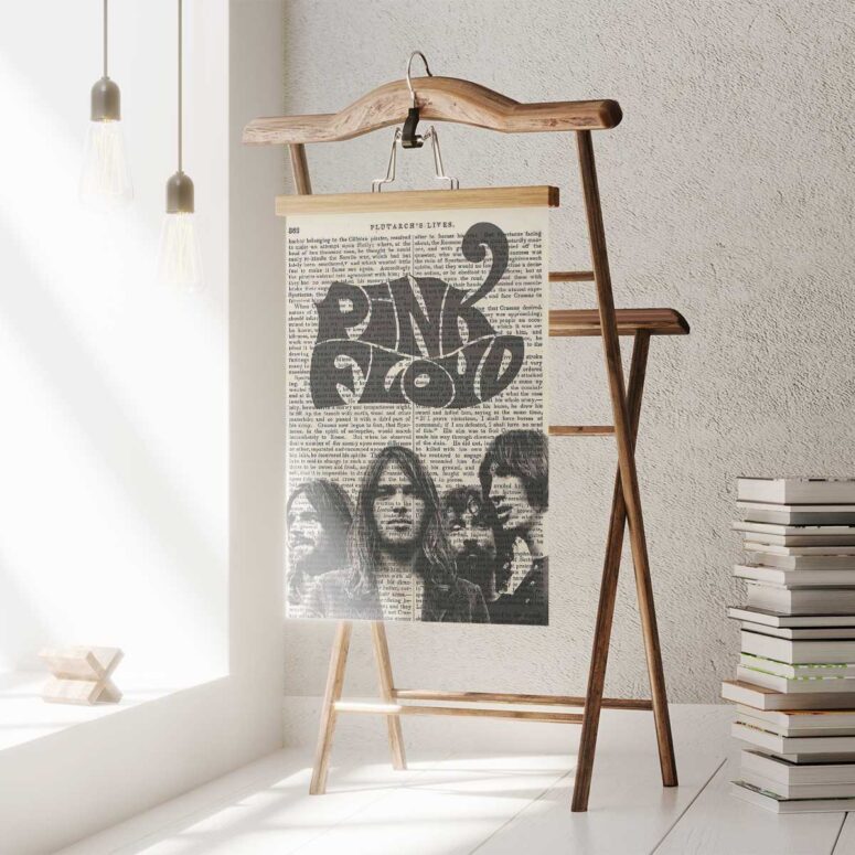 Pink Floyd Poster - Art Print on 1850 Antique Book Page Pink Floyd Poster - Art Print on 1850 Antique Book Page