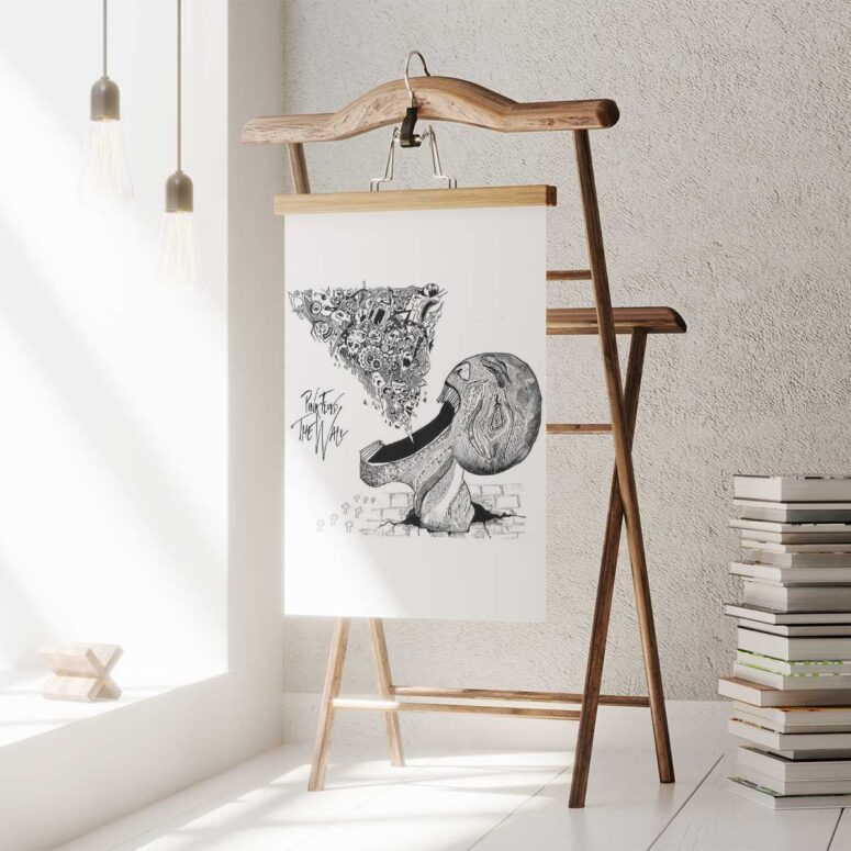 Pink Floyd Poster - Escape from The Wall Drawing Art