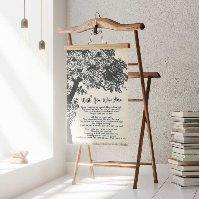 Pink Floyd Poster - Wish You Were Here Lyric Vintage Tree