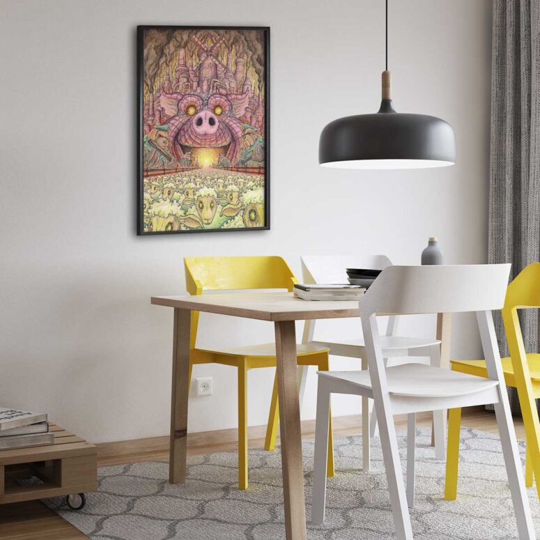 Pink Floyd Poster - Animals Farm Tribute Painting
